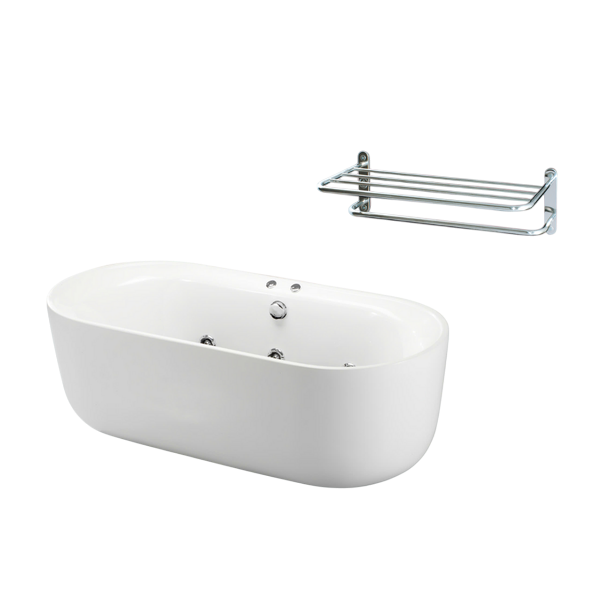 Combo bồn tắm chân yếm lập thể + kệ khăn 2 tầng Caesar MT0770 + Q924