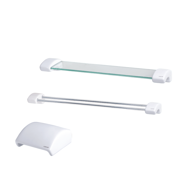 Combo kệ gương + thanh treo khăn + hộp đựng giấy vệ sinh Caesar Q940 + Q941 + Q944