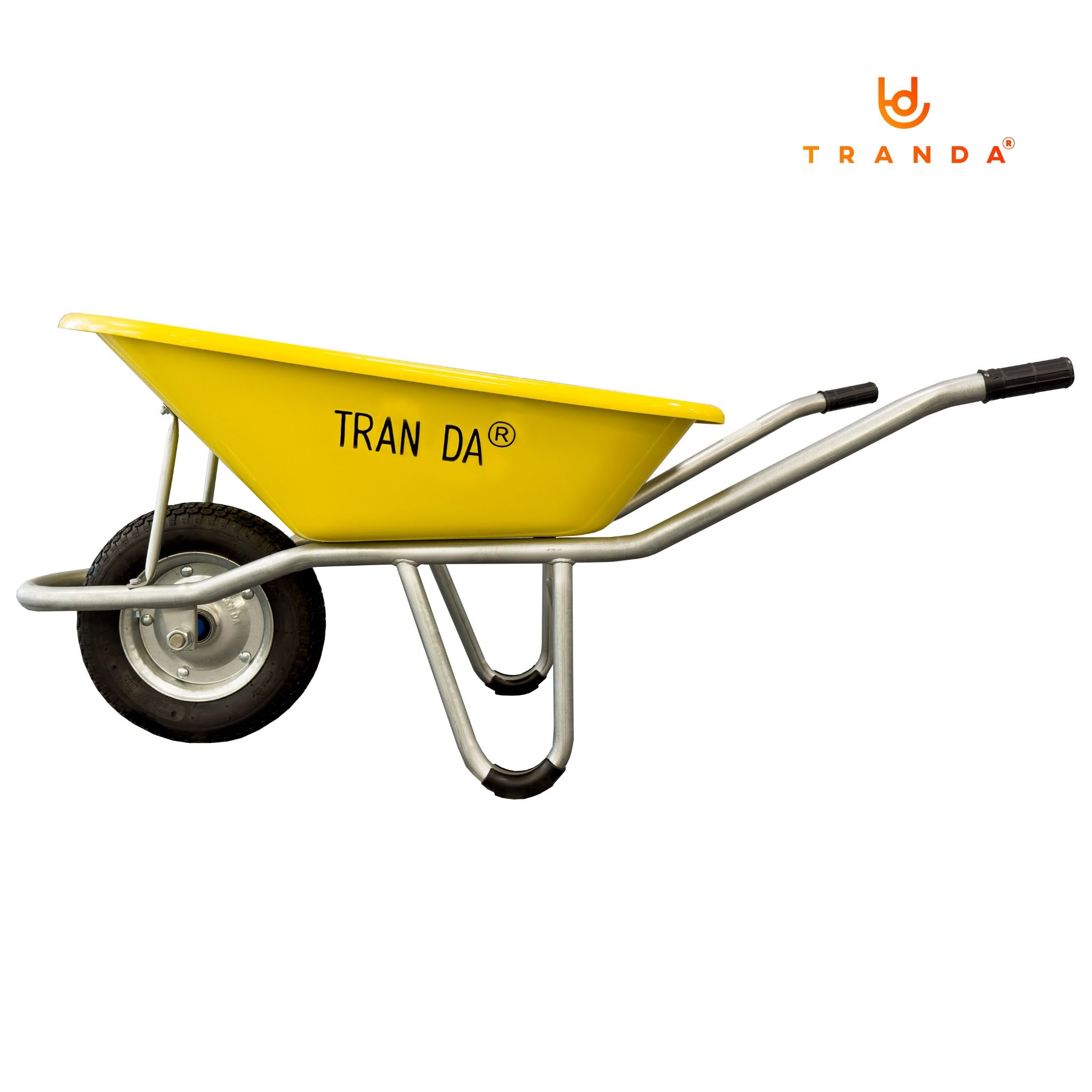  Xe rùa thùng nhựa vàng KE, sườn mạ kẽm, bánh hơi 3.50-8, tải trọng 150 Kg 