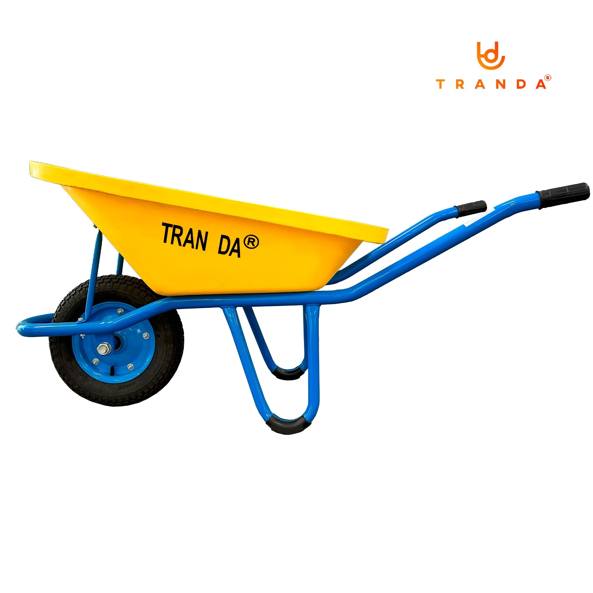  Xe rùa thùng nhựa vàng, sườn sơn tĩnh điện, bánh hơi 3.50-8, tải trọng 180 Kg 