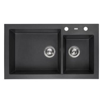 Chậu Rửa Bát Đá 2 Hộc AMSTERDAM 25 ĐEN HMH.R31087