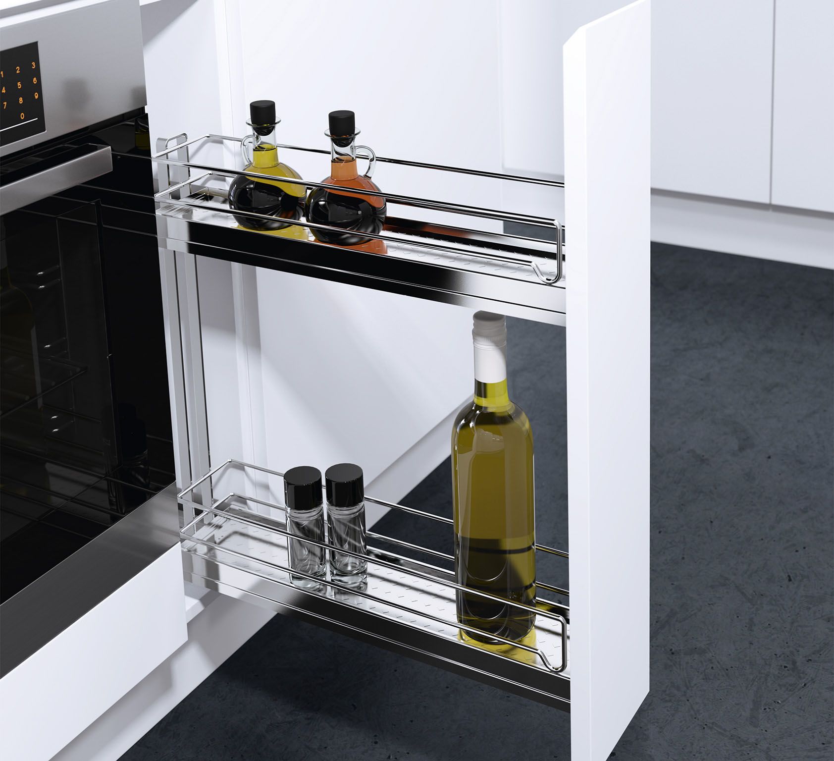 Khay Đựng Gia Vị Cho Tủ Hẹp Sub Slim 150Mm - Rail Lavagrey HMH.520.28.1010