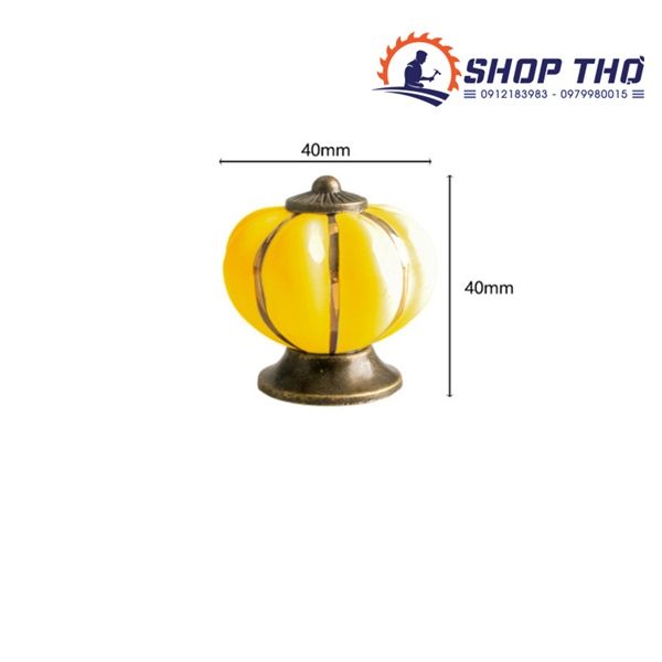 Núm kéo gốm sứ bí ngô màu vàng