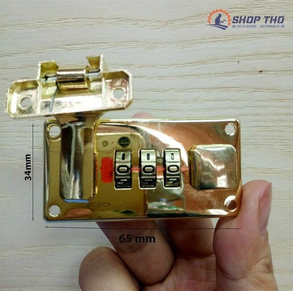 Khóa hộp mầu vàng có khóa số 65x34mm