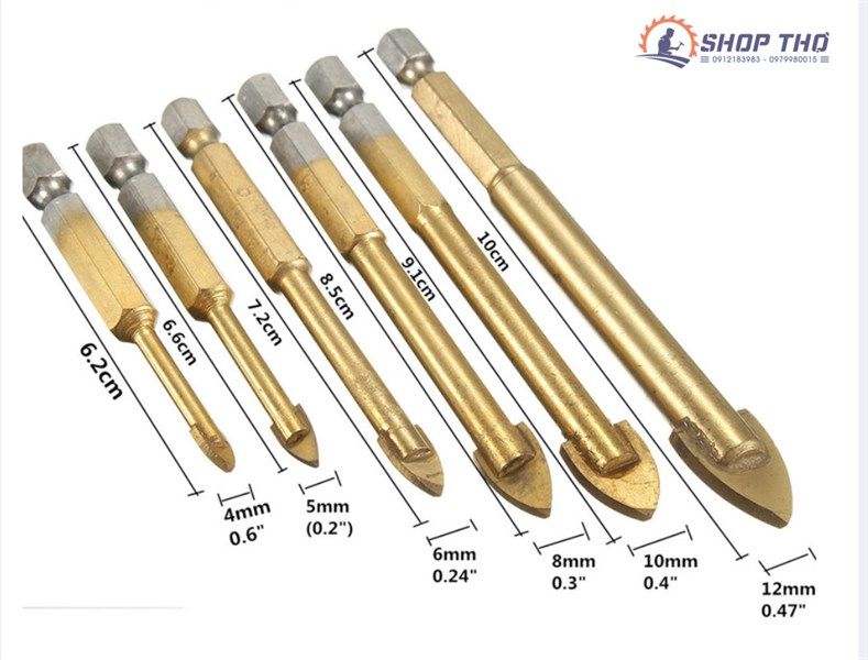 Bộ 6 mũi khoan gạch men kính
