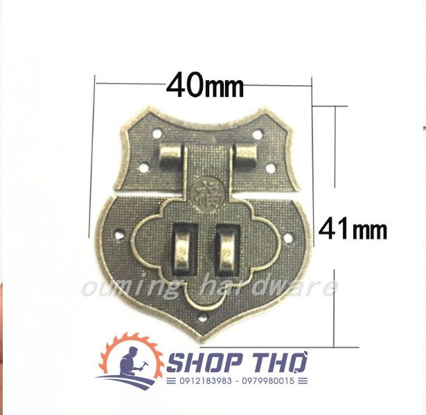 Khóa hộp giả cổ 40*41mm màu đồng