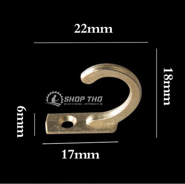 Móc treo giả cổ đơn mini 18x22mm màu vàng