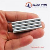  Nam châm đất hiếm hạt tròn 8x1.5mm mạ kẽm 