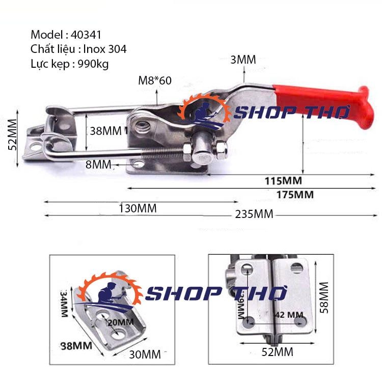 Sập nhanh GH40341 (40341) chất liệu INOX 304 tay cầm chữ T