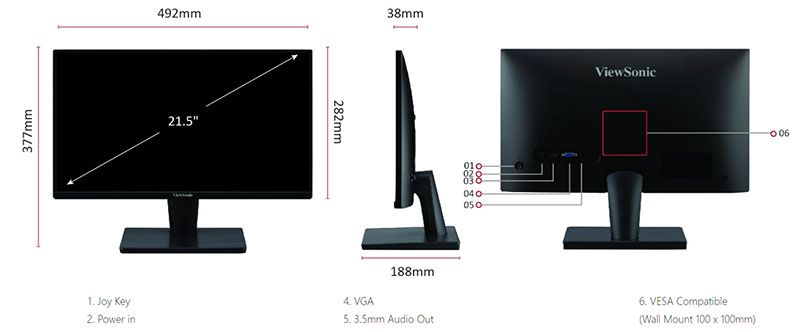 Màn hình LCD 21.5'' ViewSonic VA2215 H - 100hz