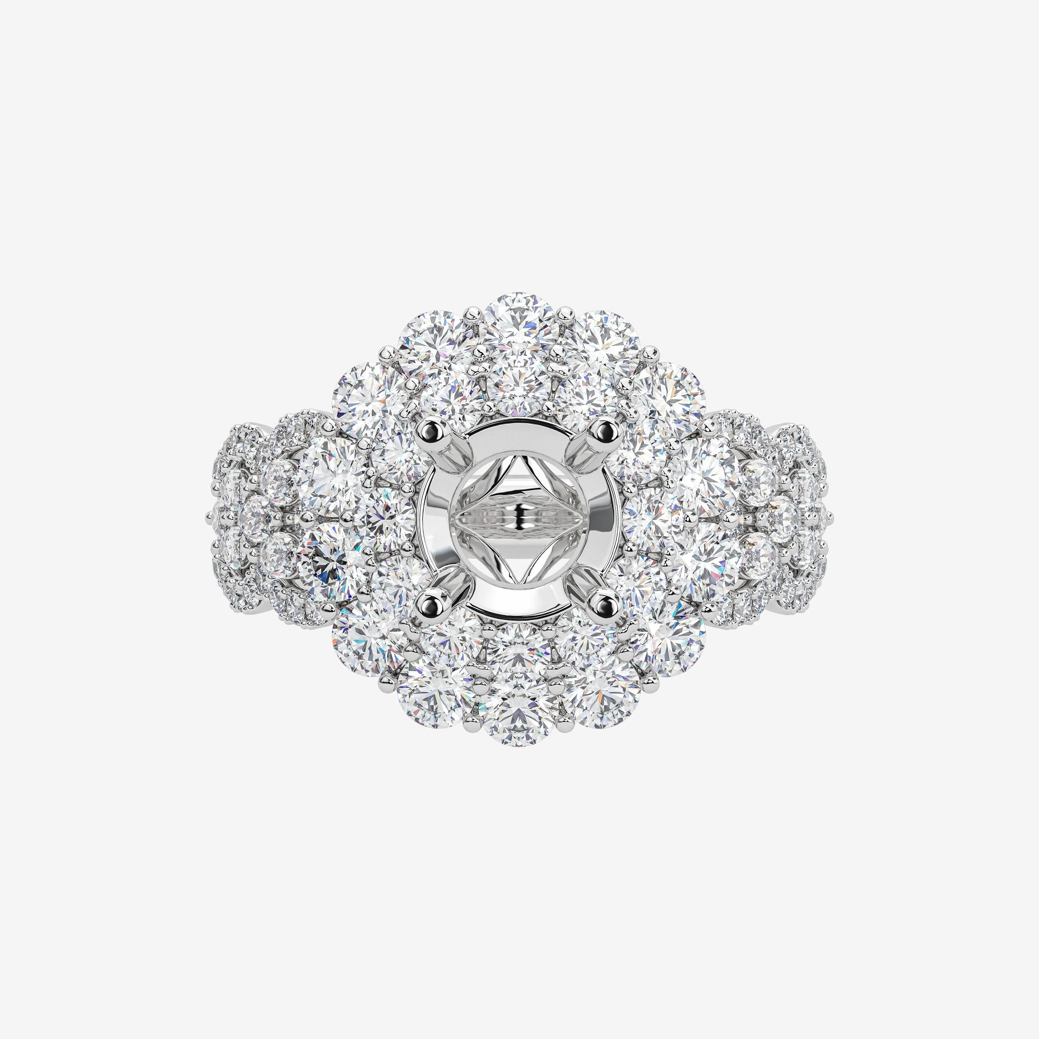 THREE-ROW SEMI-SET ENGAGEMENT RING