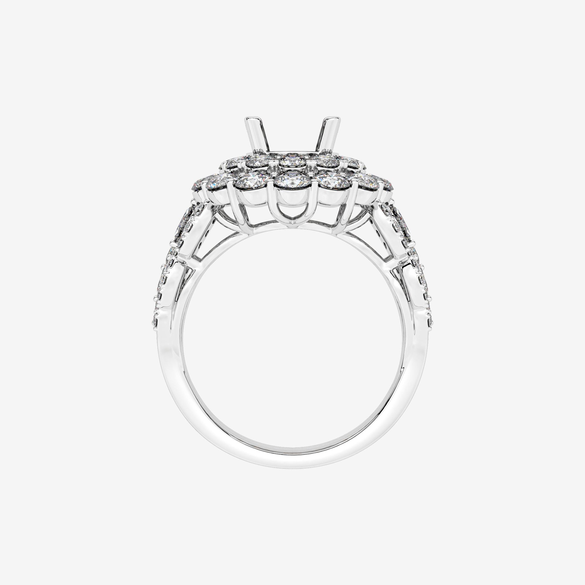 THREE-ROW SEMI-SET ENGAGEMENT RING