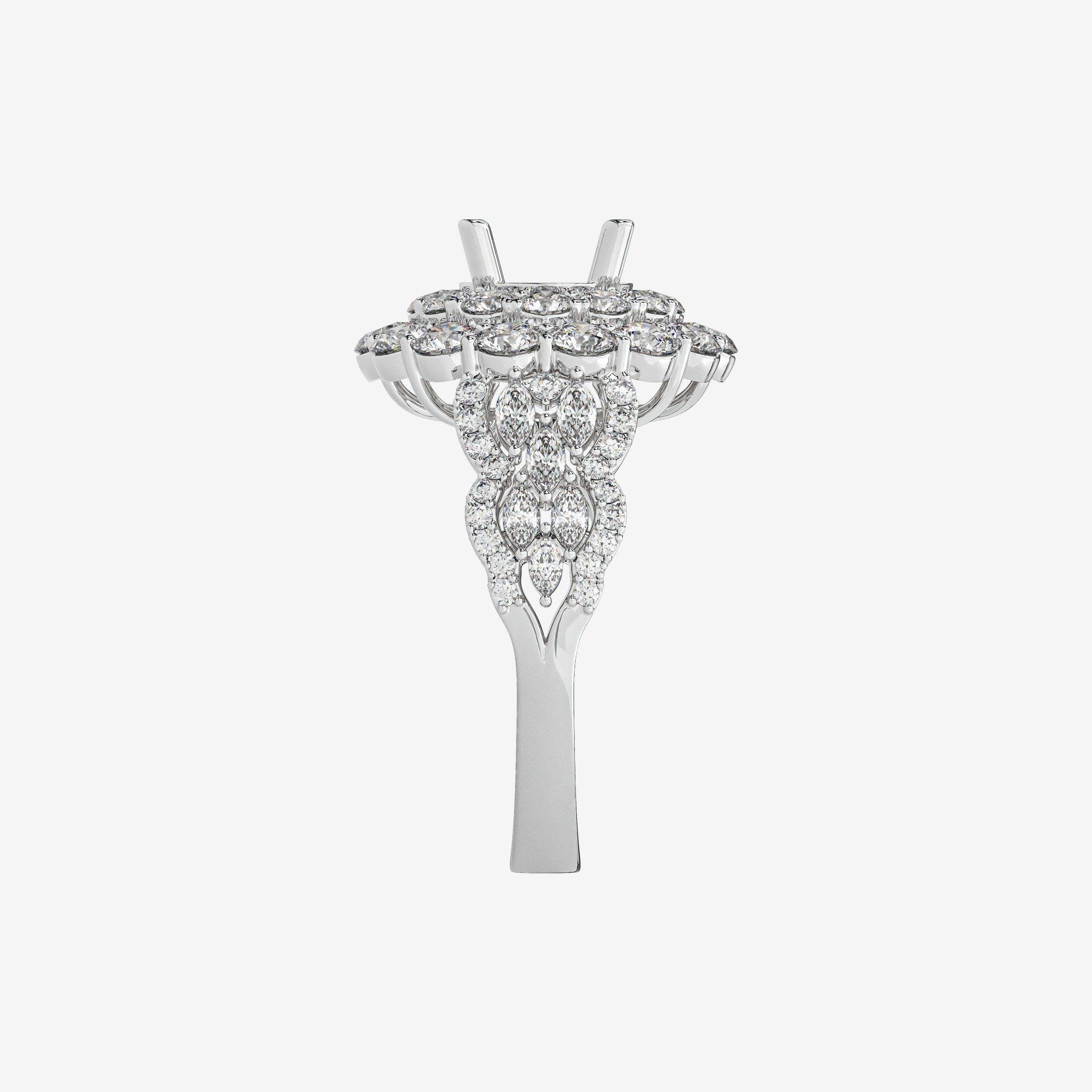 THREE-ROW SEMI-SET ENGAGEMENT RING