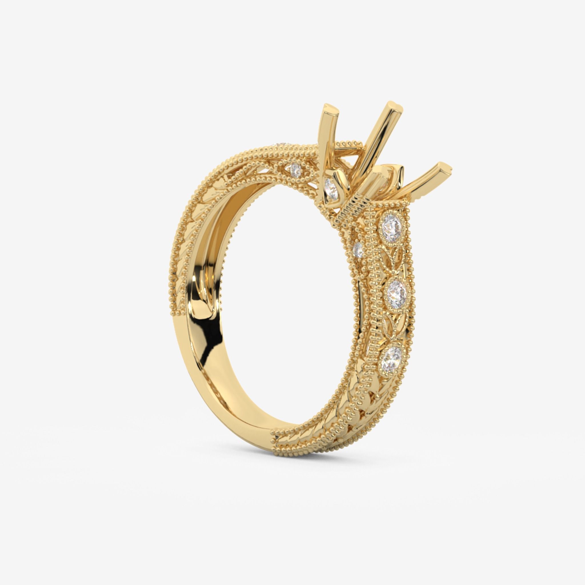MILLGRAINE SEMI-SET ENGAGEMENT RING