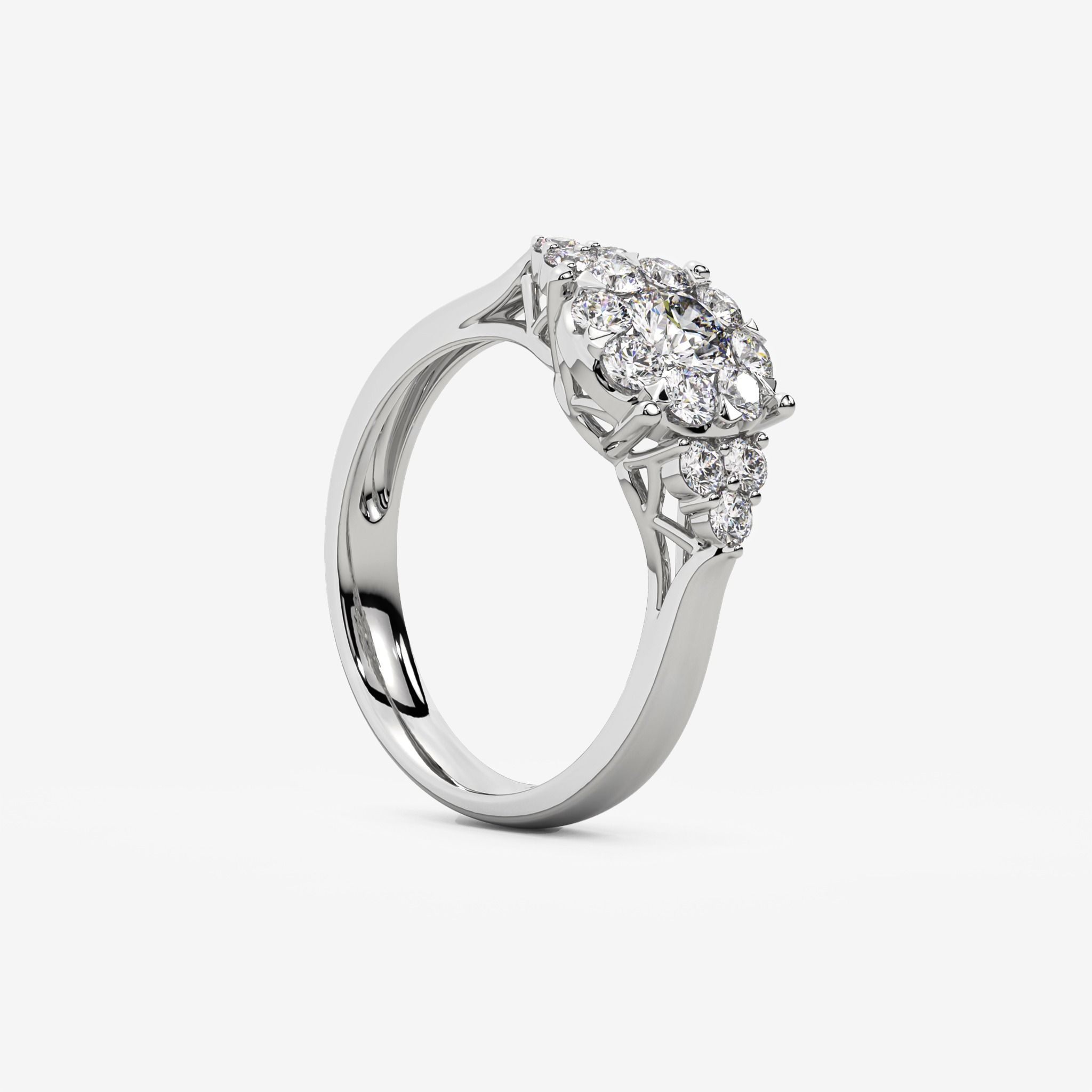 THREE-STONE-STYLE CLUSTER ENGAGEMENT RING