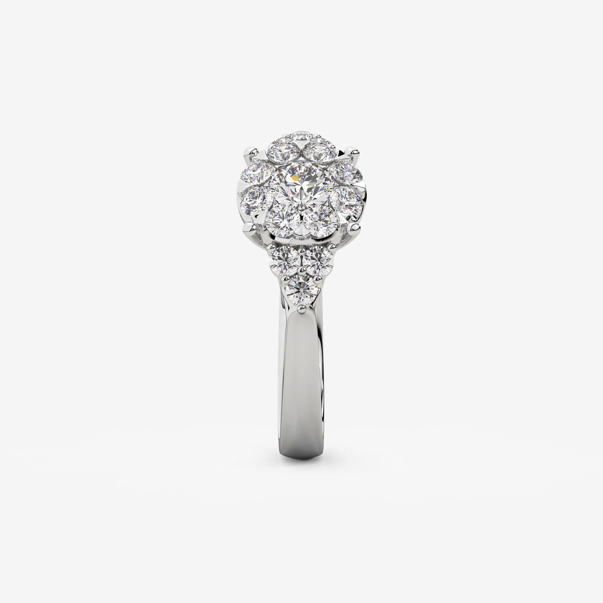 THREE-STONE-STYLE CLUSTER ENGAGEMENT RING