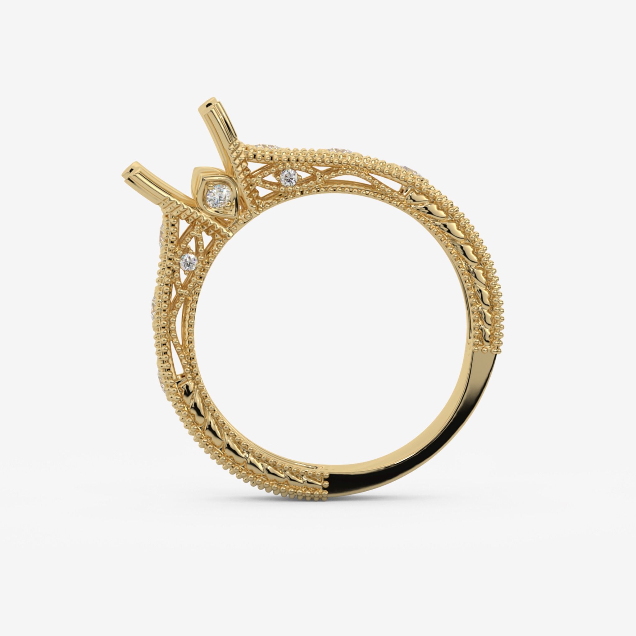 MILLGRAINE SEMI-SET ENGAGEMENT RING
