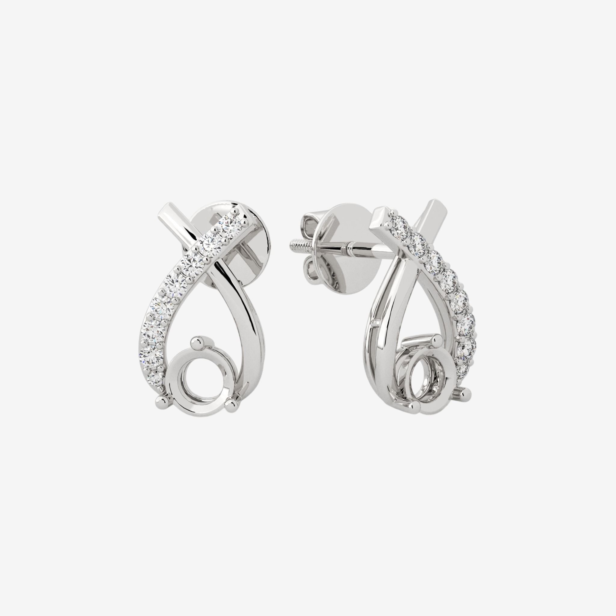 SEMI-SET LOOP STUD EARRINGS