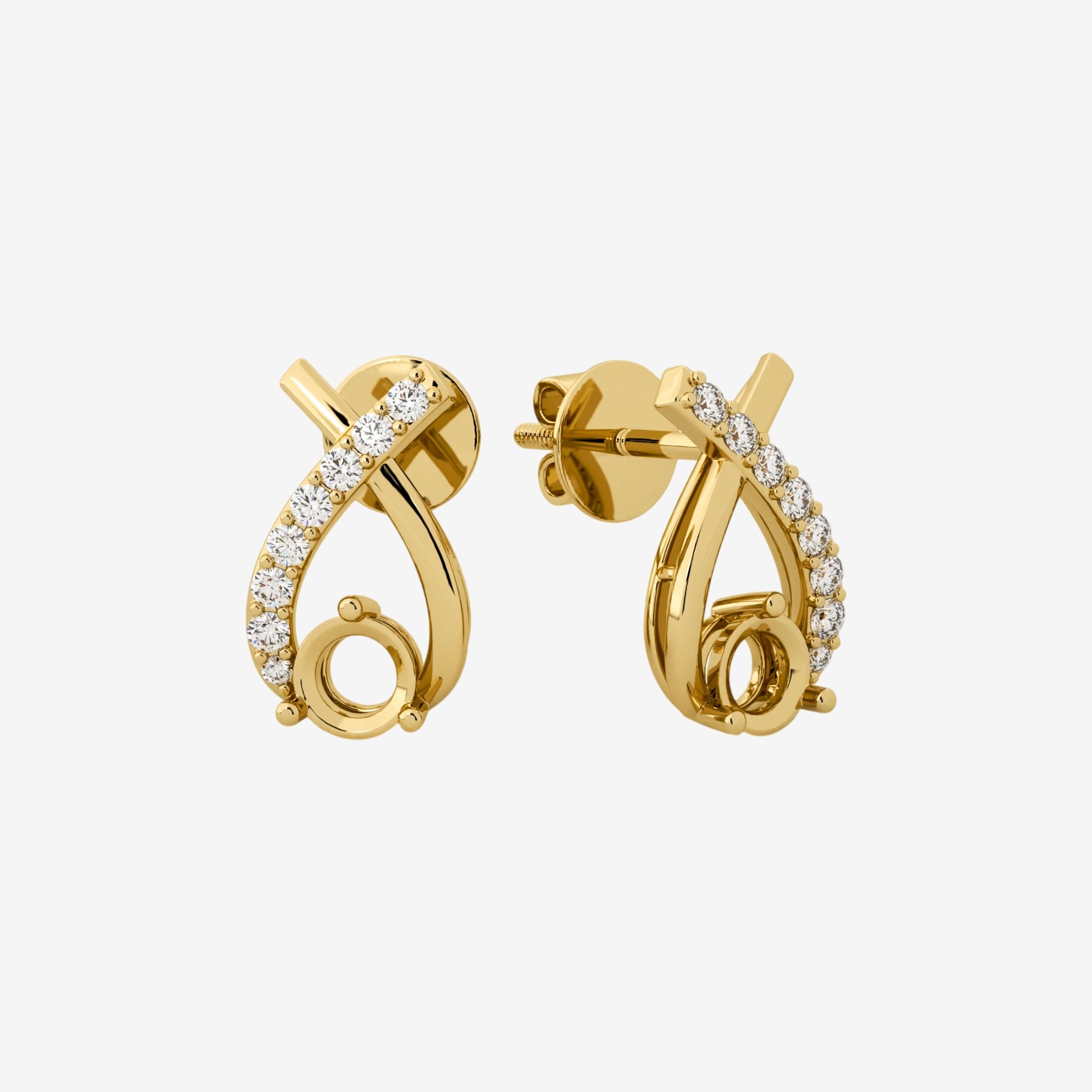 SEMI-SET LOOP STUD EARRINGS