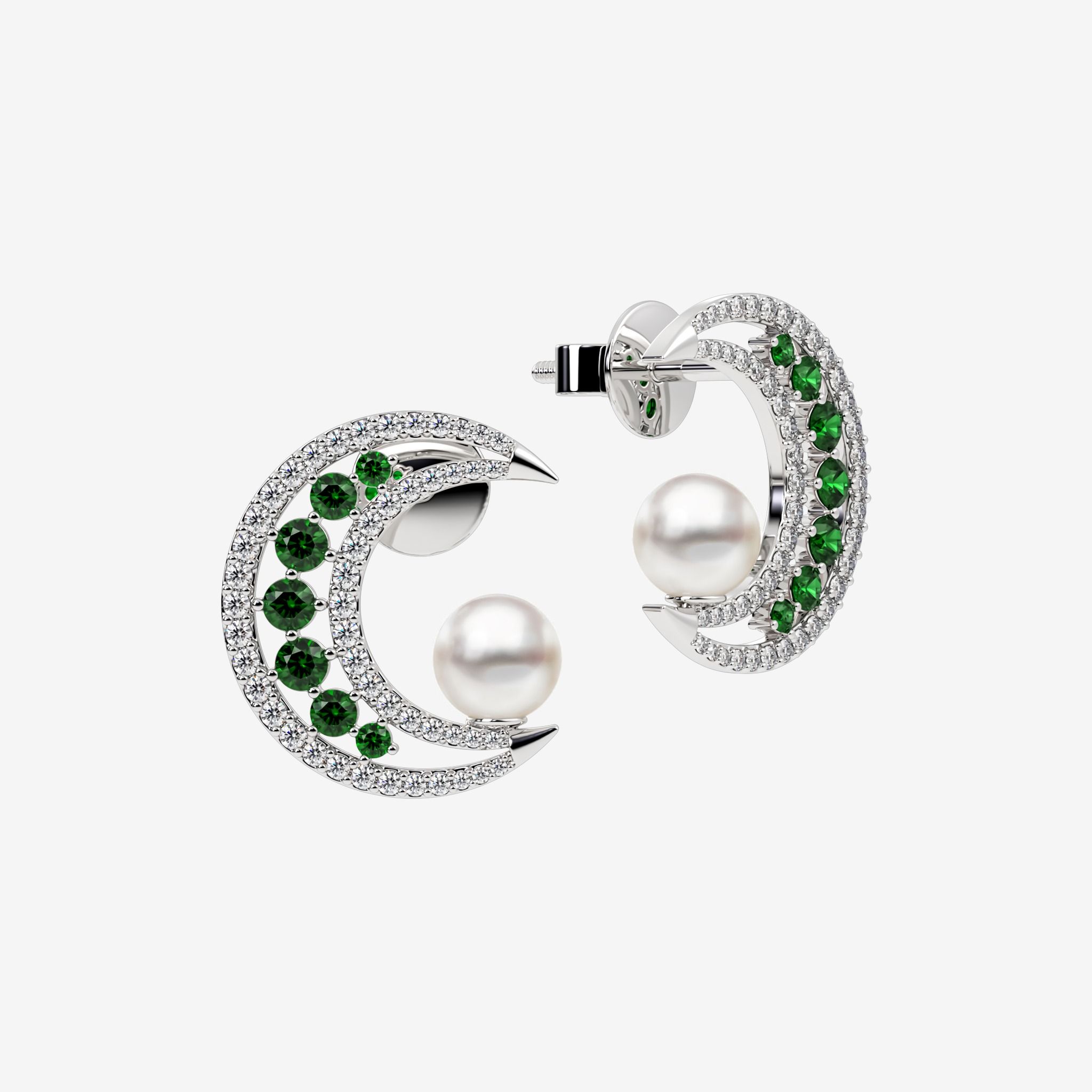 CRESENT PEARL STUD EARRINGS