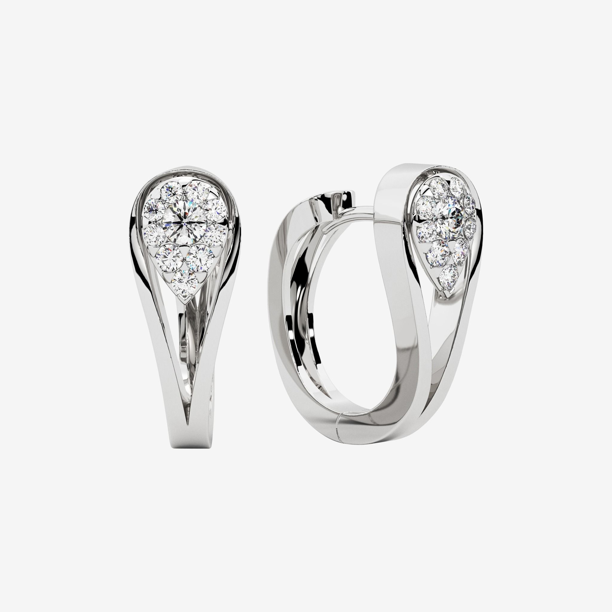 CLUSTER HINGED HOOP EARRINGS