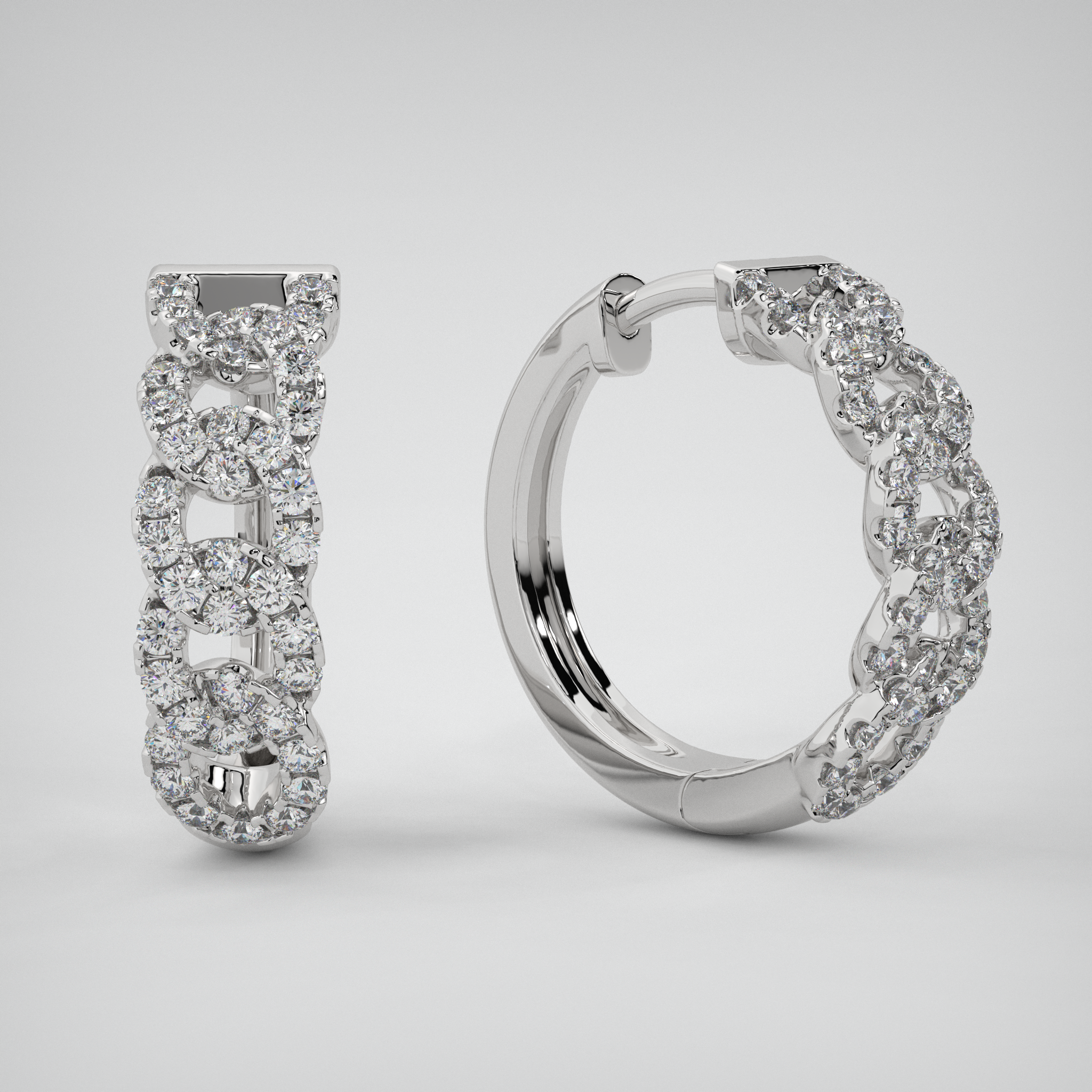 ACCENTED CHAIN LINK HOOP EARRINGS
