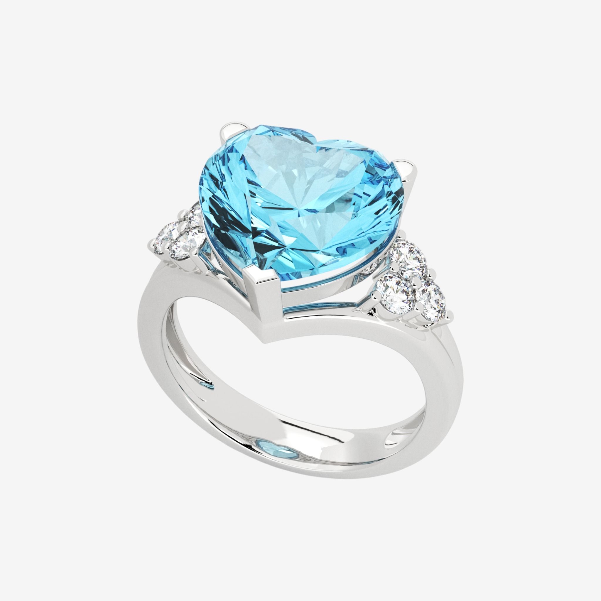 THREE-STONE-STYLE HEART CUT RING