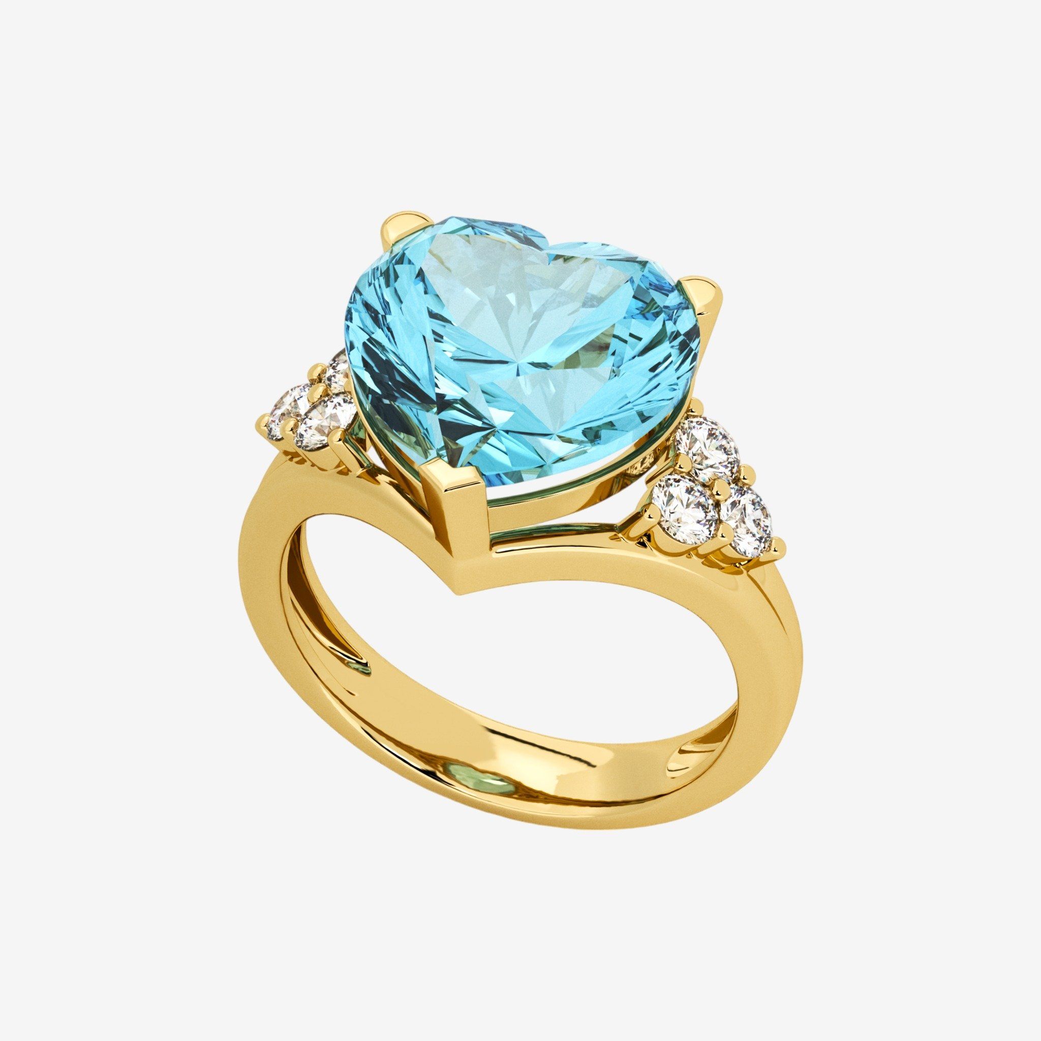 THREE-STONE-STYLE HEART CUT RING