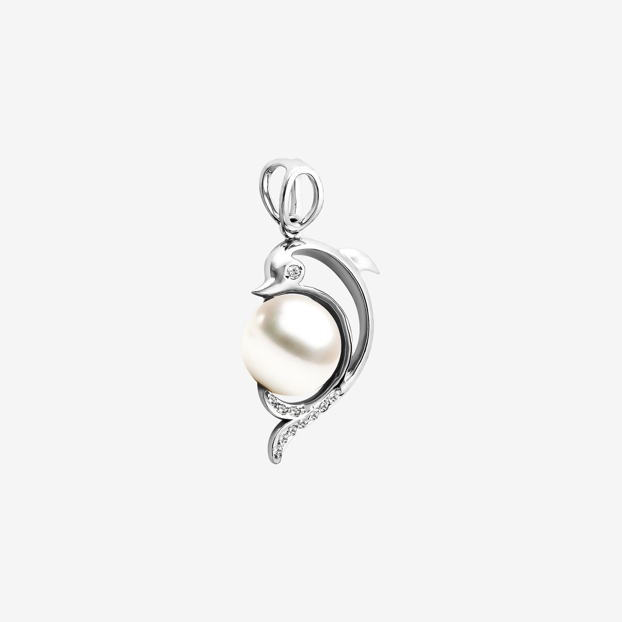 DOLPHIN-EMBRACING PEARL PENDANT