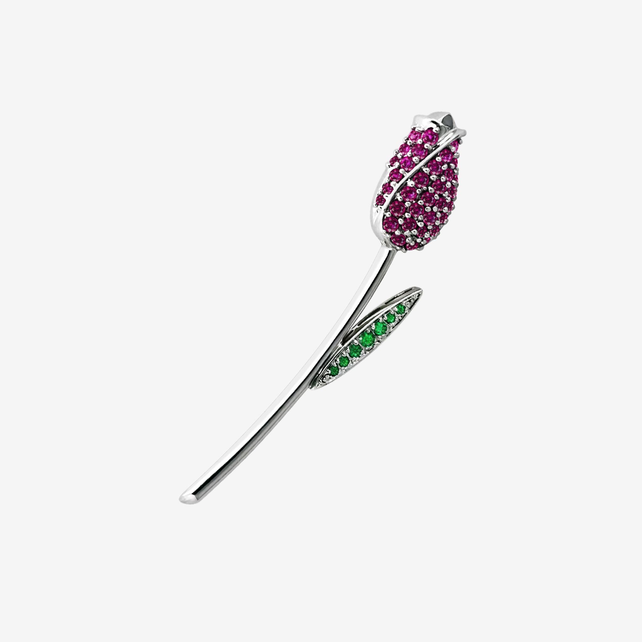TULIP PAVÉ LAPEL PIN