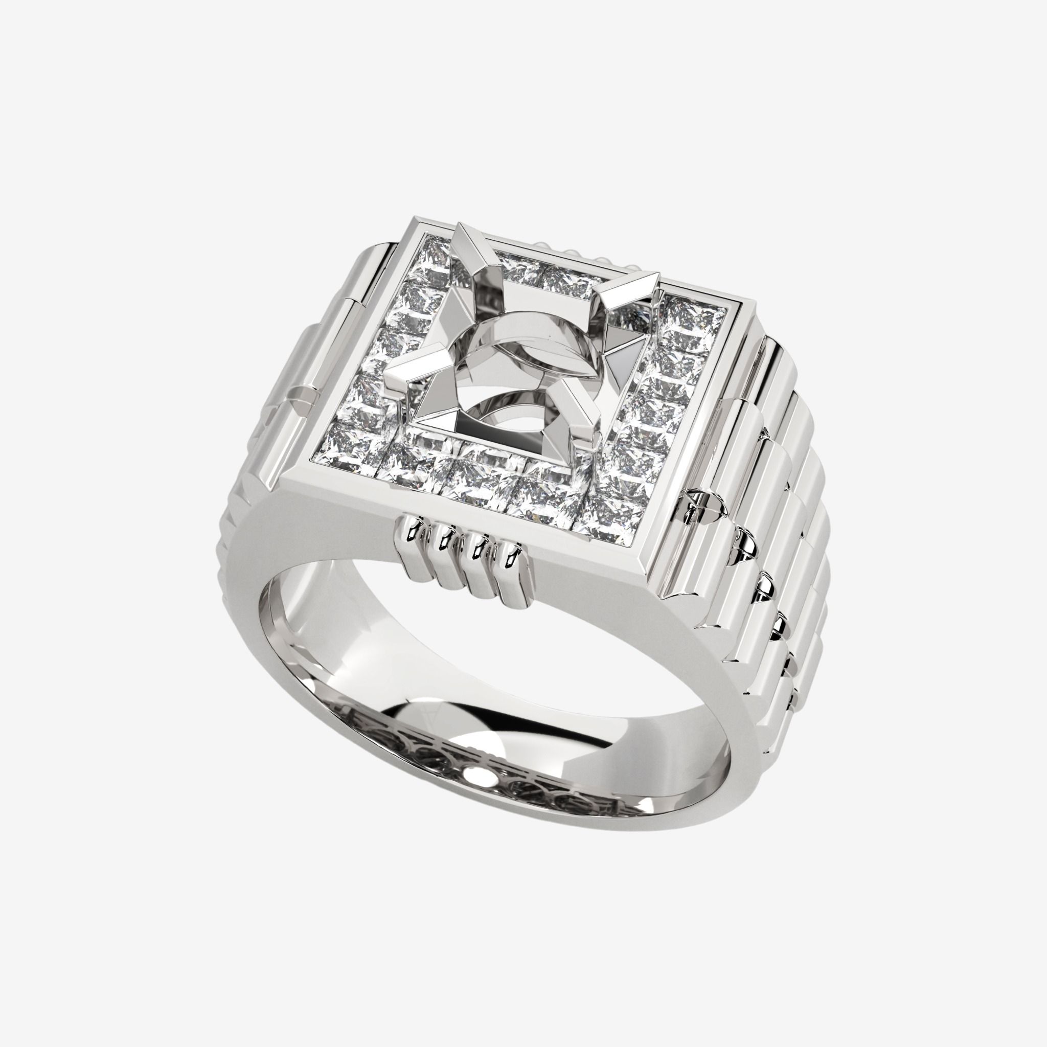 ACCENTED SEMI-SET MEN RING