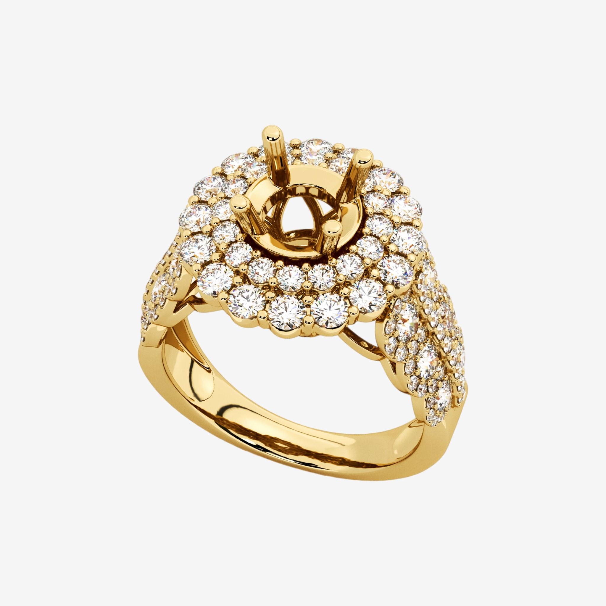 THREE-ROW SEMI-SET ENGAGEMENT RING