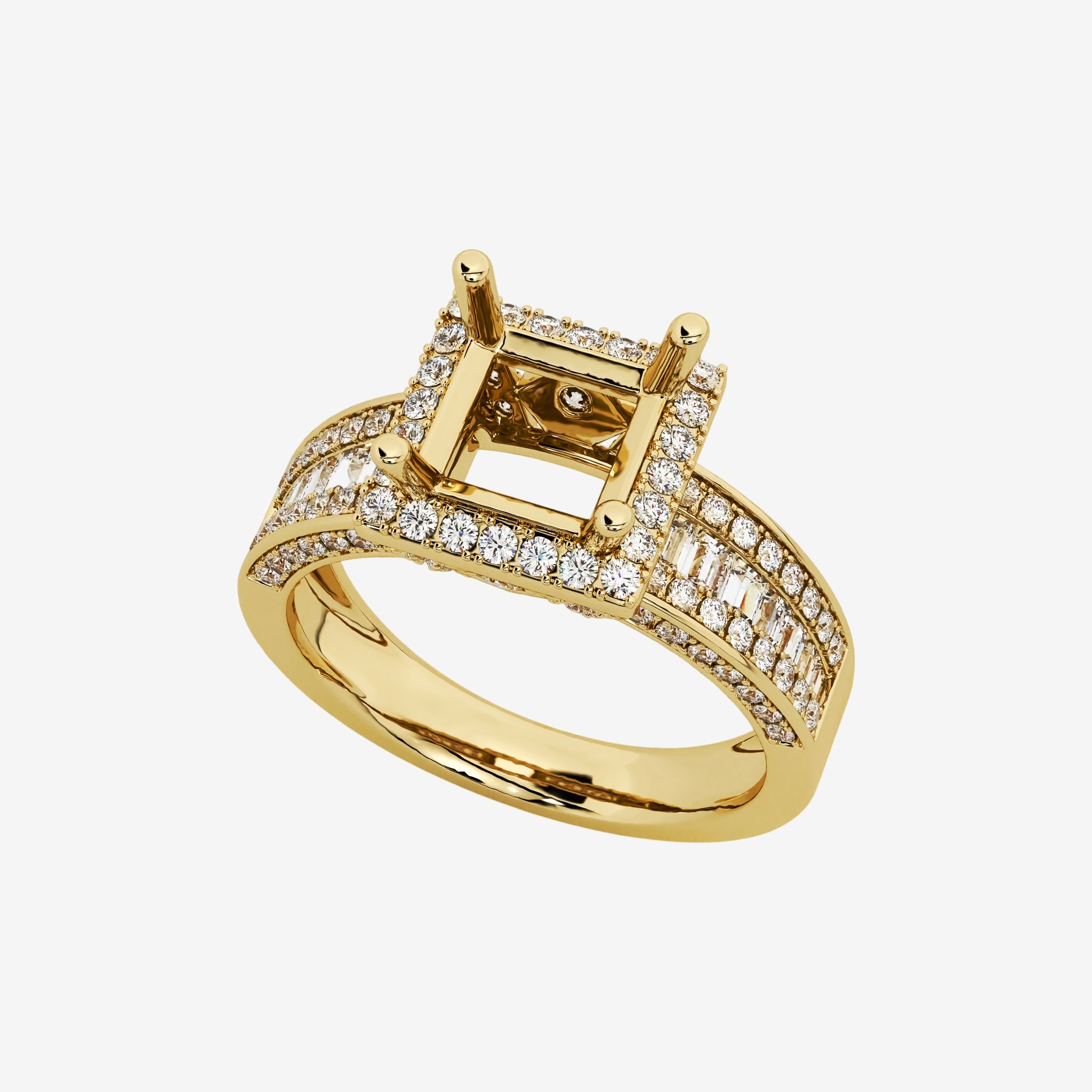 THREE-ROW SEMI-SET ENGAGEMENT RING