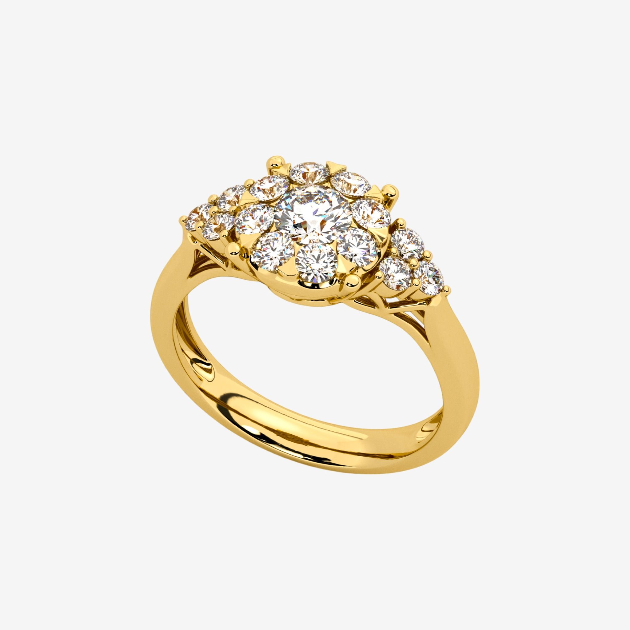 THREE-STONE-STYLE CLUSTER ENGAGEMENT RING