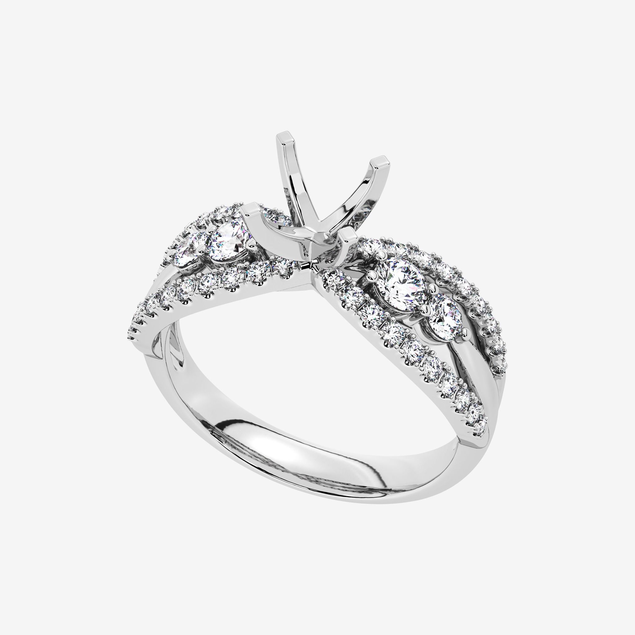 SEMI-SET SPLIT SHANK ENGAGEMENT RING