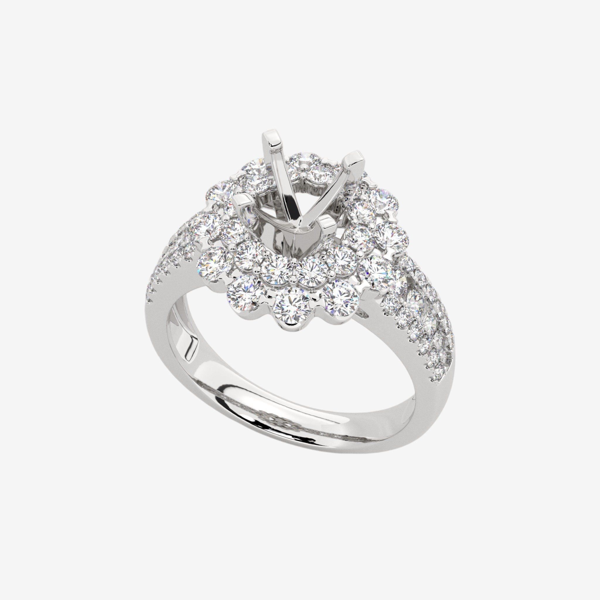 THREE-ROW SEMI-SET ENGAGEMENT RING