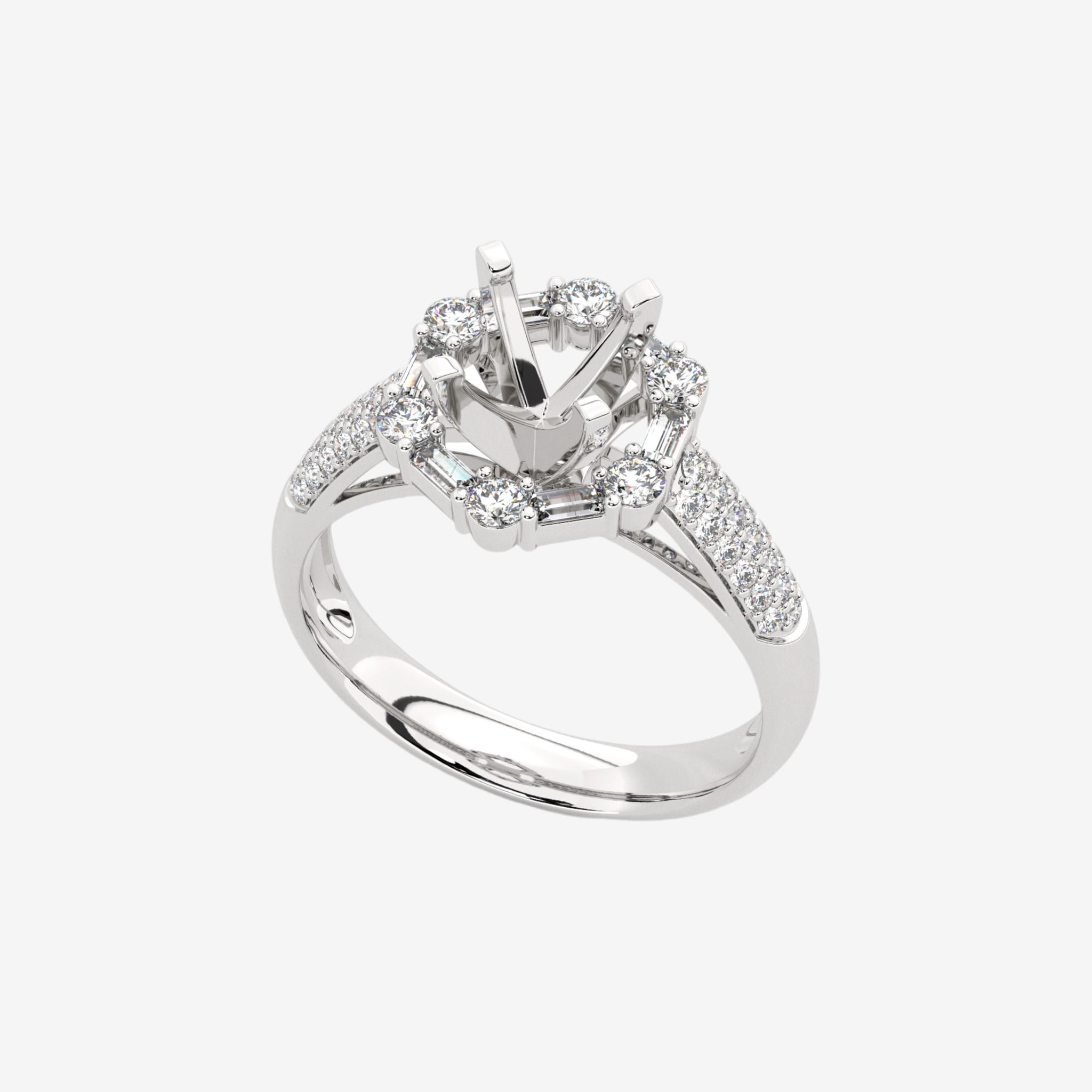 HEXAGON HALO SEMI-SET ENGAGEMENT RING