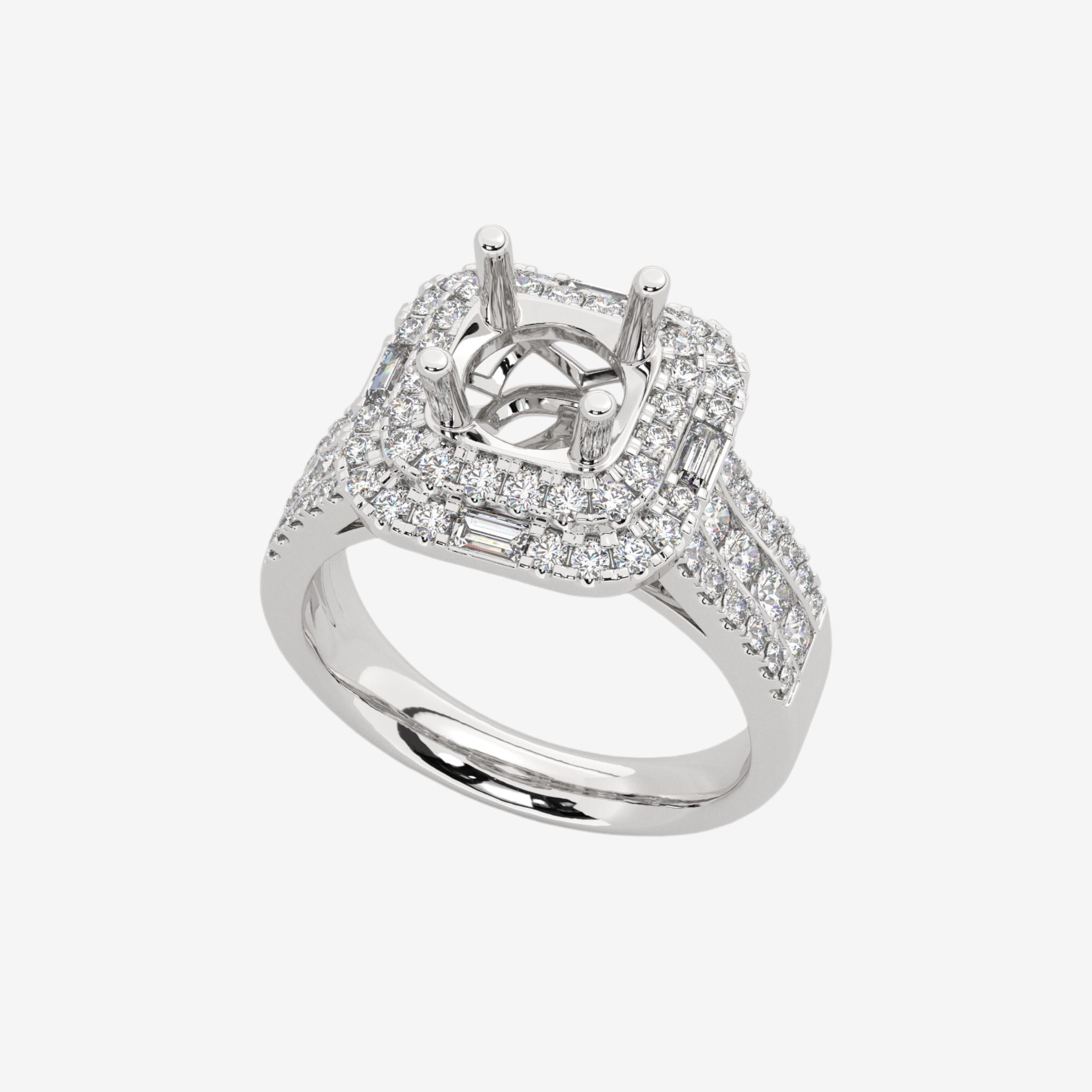 THREE-ROW SEMI-SET ENGAGEMENT RING