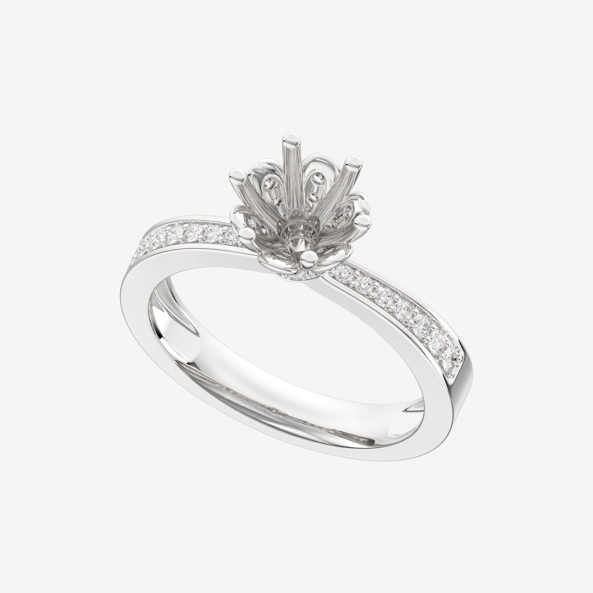 FLORAL SEMI-SET ENGAGEMENT RING