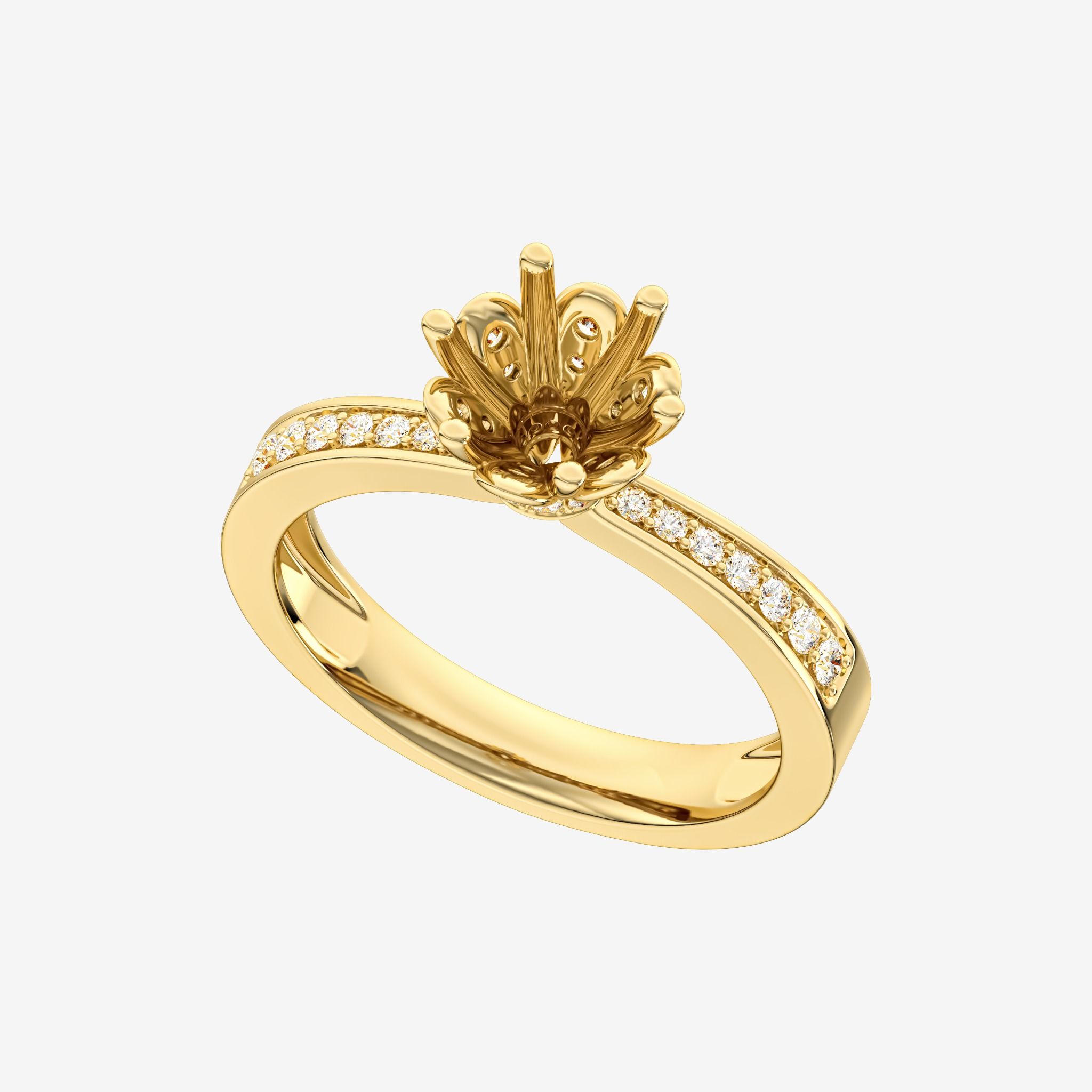FLORAL SEMI-SET ENGAGEMENT RING