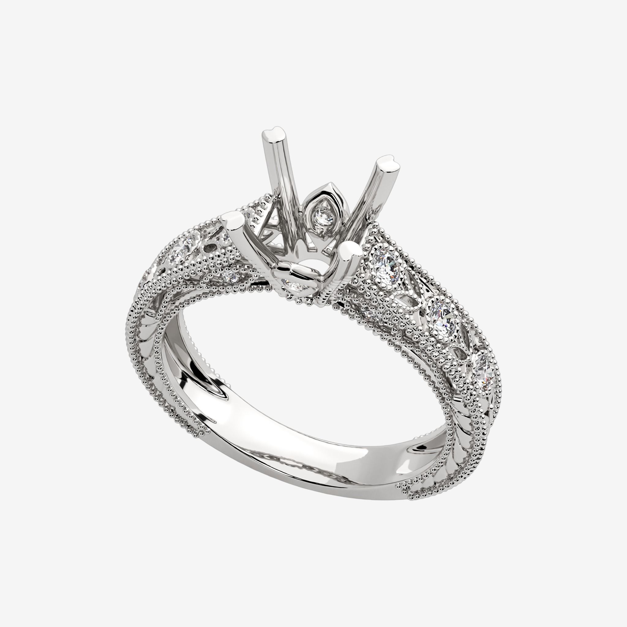 MILLGRAINE SEMI-SET ENGAGEMENT RING
