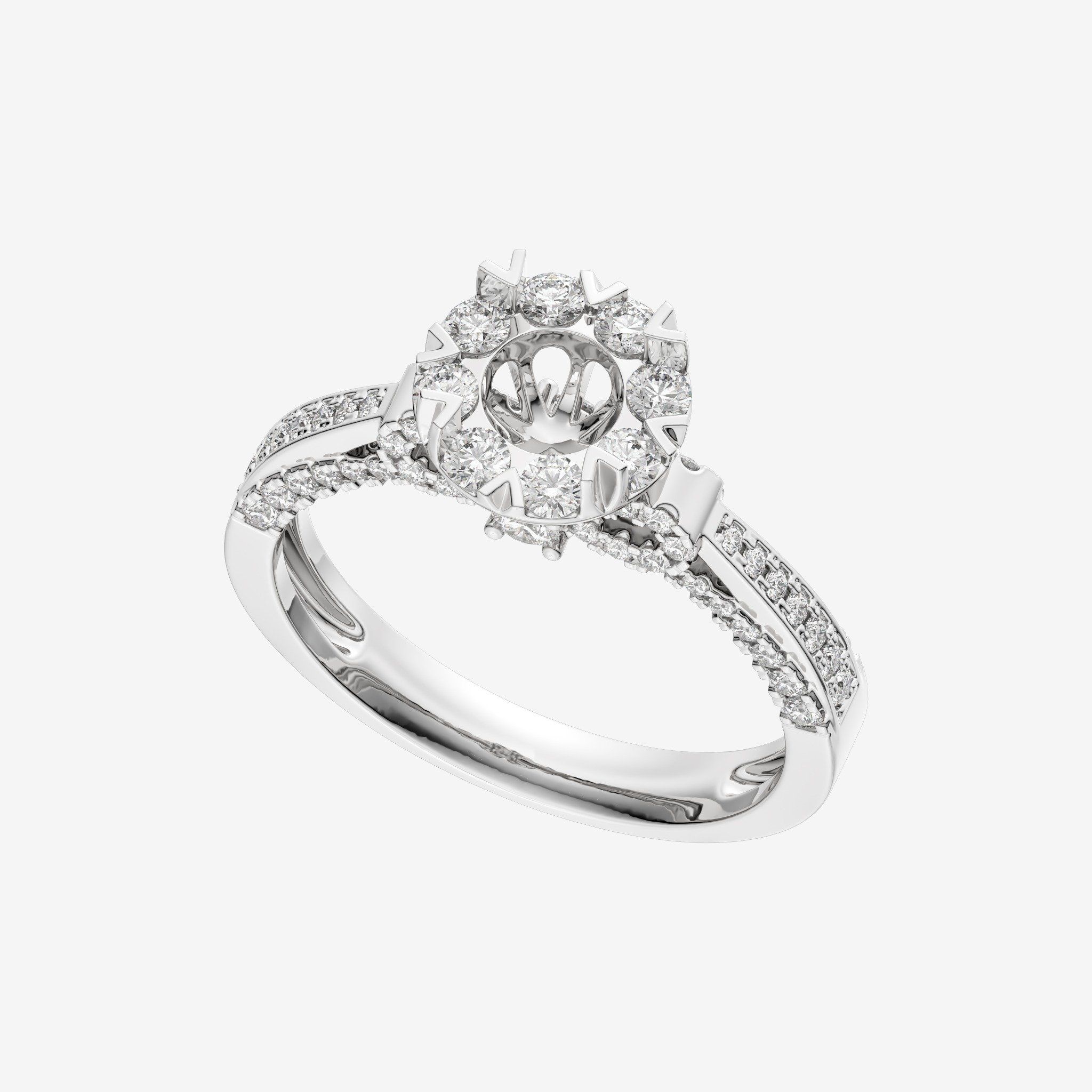 RIBBON SHANK SEMI-SET RING