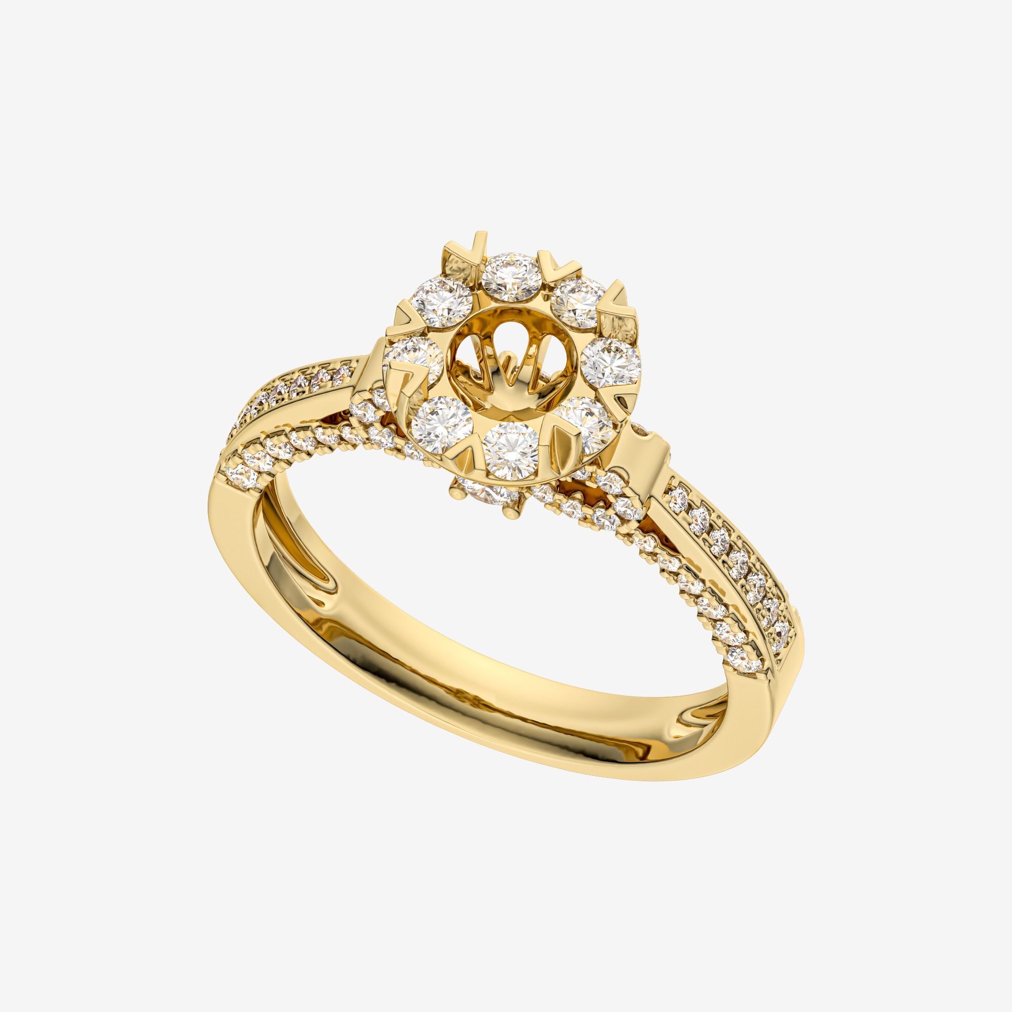 RIBBON SHANK SEMI-SET RING