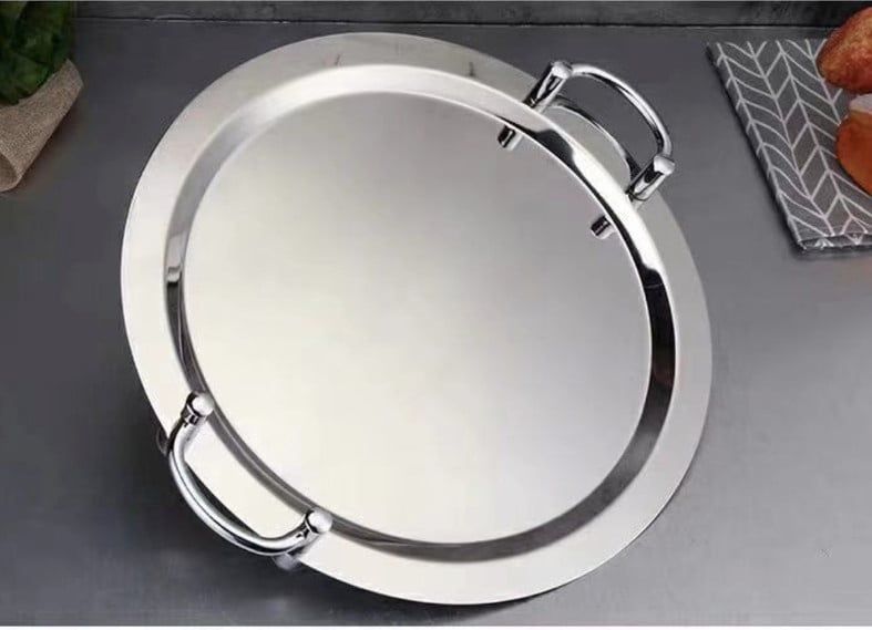 Mâm Inox 18 Inch Tay Cầm Bạc