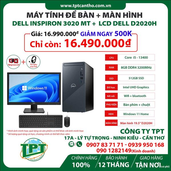 Máy tính để bàn Dell Inspiron 3020 MTI51012W1+ LCD 19.5