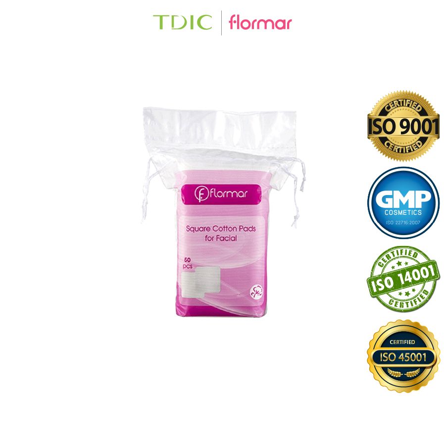 Flormar Bông tẩy trang Square Cotton Pads For Facial 50 miếng/gói