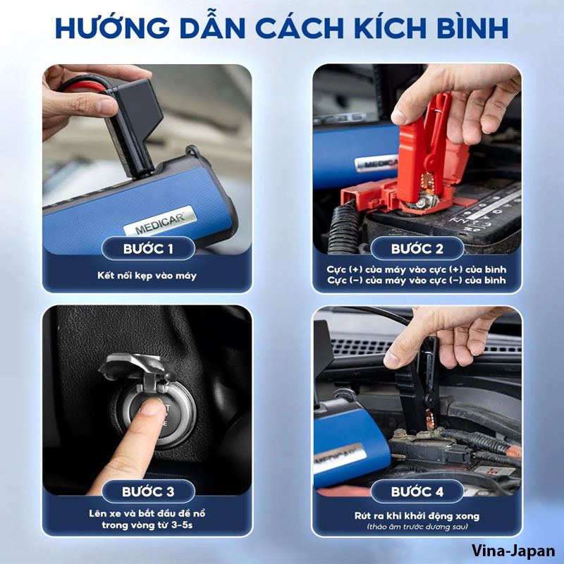 Bộ cứu hộ xe hơi xách tay 4 in 1 | Quà tặng hữu ích | có in khắc logo thương hiệu miễn phí