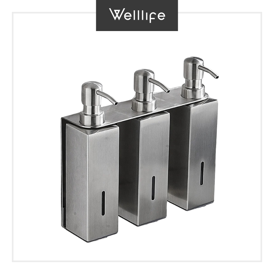 Bộ 3 bình đựng xà phòng vuông bằng kim loại