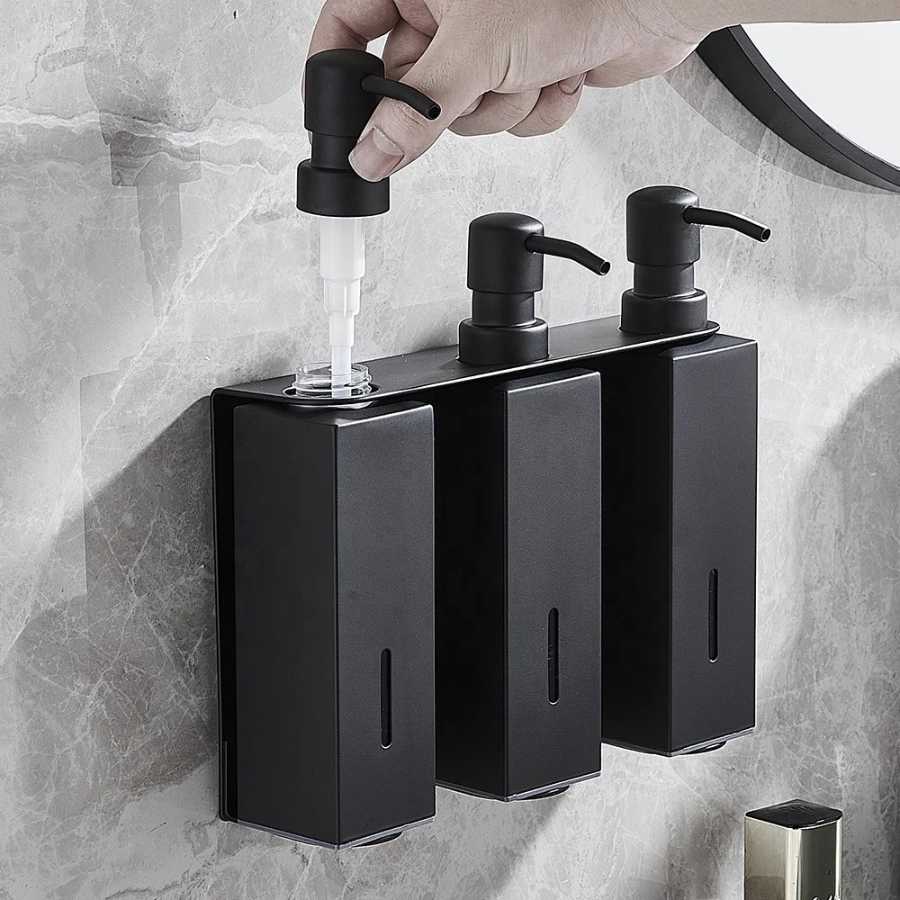 Bộ 3 bình đựng xà phòng vuông bằng kim loại