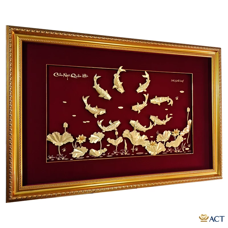 Tranh Cửu Ngư dát vàng 24k ACT GOLD ISO 9001:2015 (Mẫu 6)